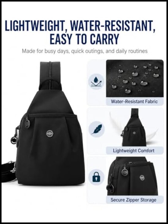 Water-Resistant Sling Backpack Crossbody Chest Bag for Travel Work Gym Students main image 5